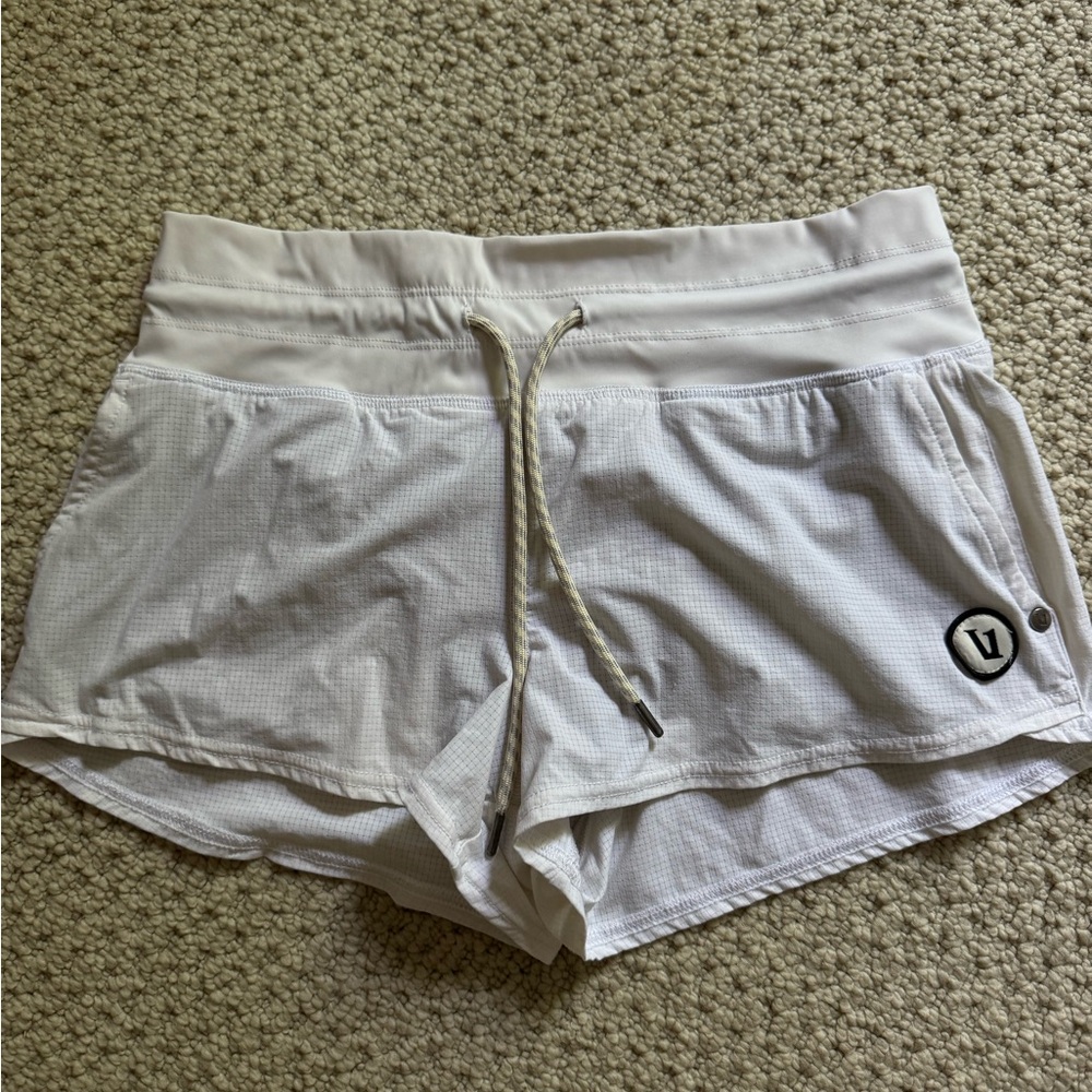 Vuori White Athletic Shorts with Drawstring